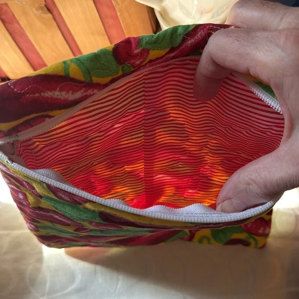 Set of 2 Handmade Quilted Chili Pepper Print Bags